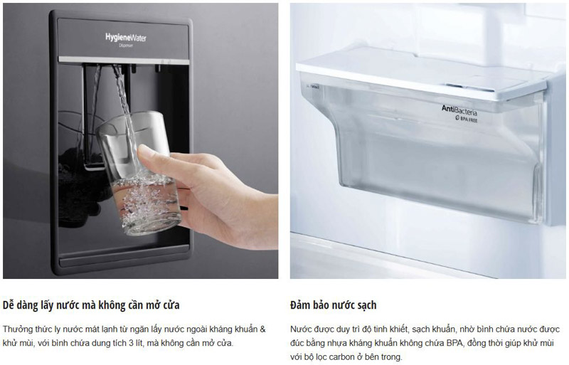 Tủ lạnh Panasonic NR-BX471GPKV lấy nước từ bên ngoài mà không cần mở cửa