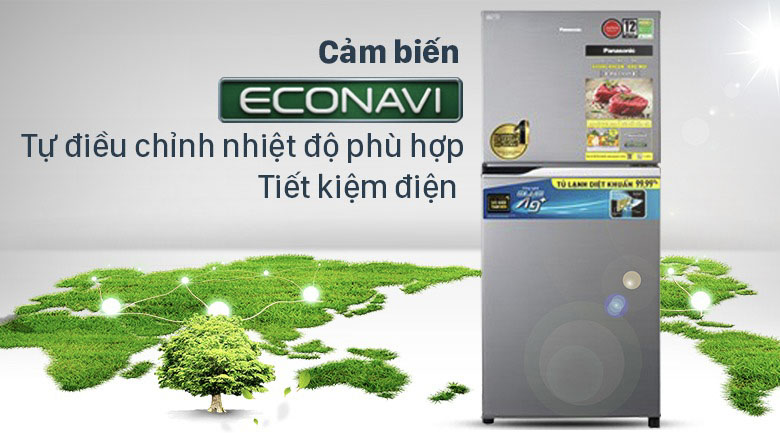 Tủ lạnh Panasonic NR-TV261APSV cảm biến Econavi tự động điều chỉnh nhiệt độ tối ưu