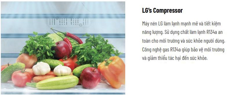 Máy nén LG giúp làm lạnh mạnh mẽ vượt trội