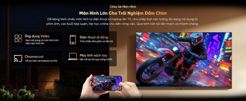 Tiện ích tivi Coocaa 32Z85 chia sẻ màn hình từ các thiết bị khác