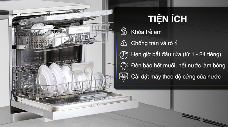 Tiện ích kèm theo máy rửa chén Galanz W60B1A401M-AE5(SS)