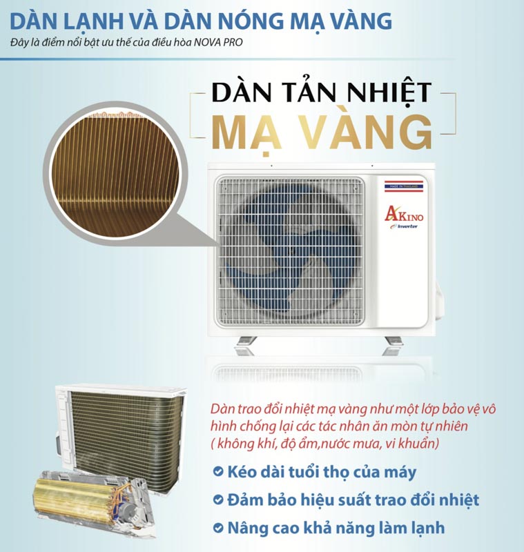 Máy lạnh Akino ID-CA36FST1FA âm trần tản nhiệt mạ vàng bền bỉ