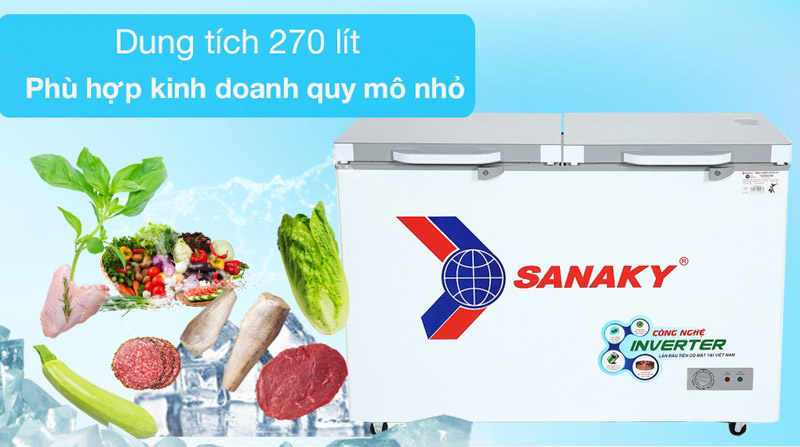 Dung tích 270 lít đáp ứng nhiều nhu cầu sử dụng