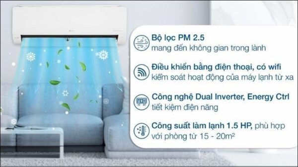 Máy lạnh LG V13WIN1 làm mát hiệu quả cho phòng dưới 60m3