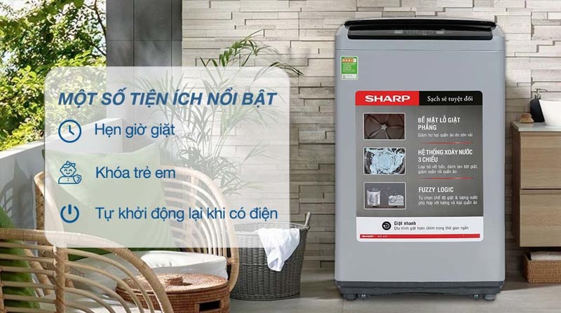 Một số tiện ích nối bật kèm theo máy giặt Sharp ES-Y75HV-S
