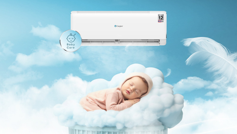 Babycare giúp Máy Lạnh Casper JC-12IU36 hoạt động yên tĩnh cho em bé