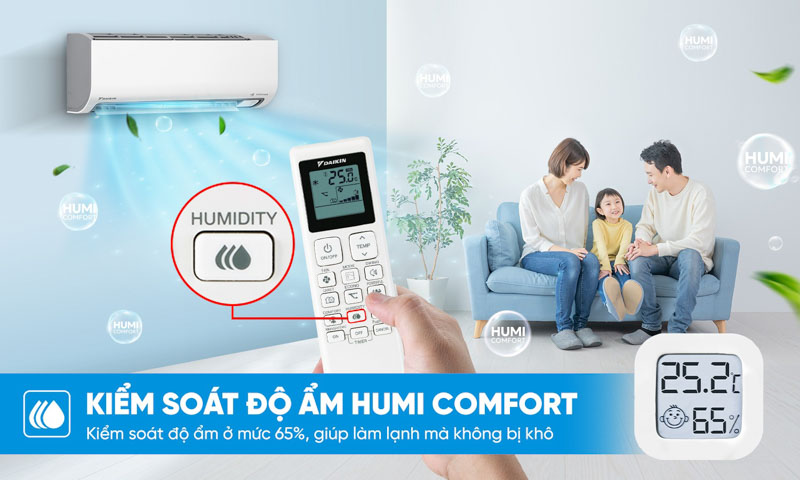 Humi Comfort kiểm soát độ ẩm ở mức 65%