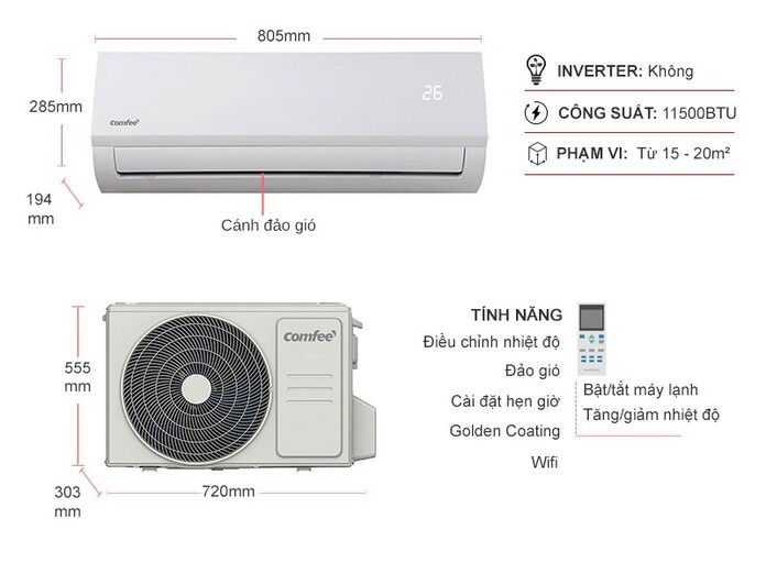 Thông số Máy Lạnh Comfee CFS-13FWFF-V
