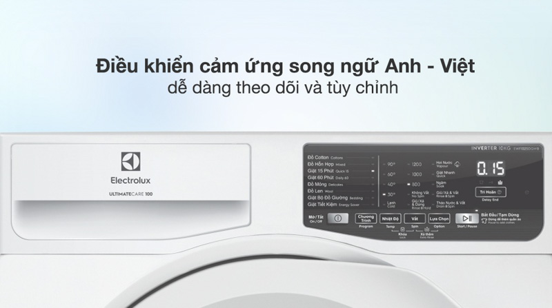 Đa dạng chương trình giặt cùng bảng điều khiển cảm ứng