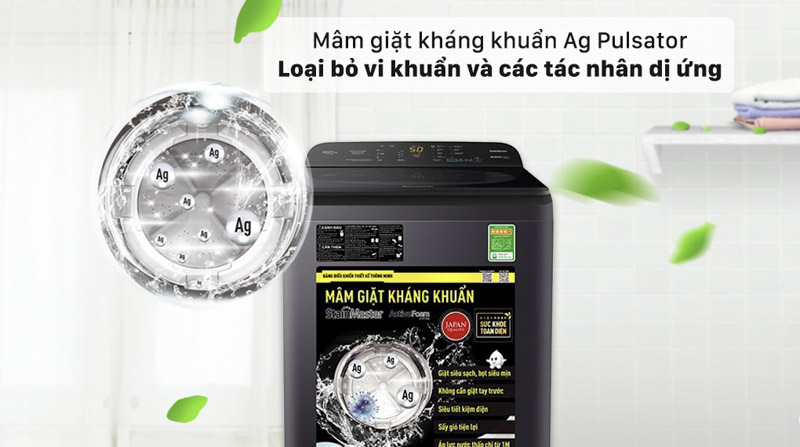 Mâm giặt kháng khuẩn Ag Pulsator giúp loại bỏ các vết bẩn khó nhất