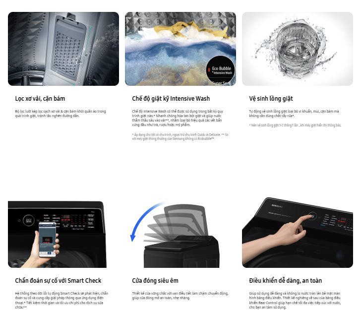Tiện ích máy giặt Samsung thông minh cho người dùng