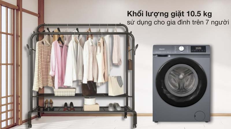 Khối lượng giặt 10.5 kg phù hợp cho gia đình