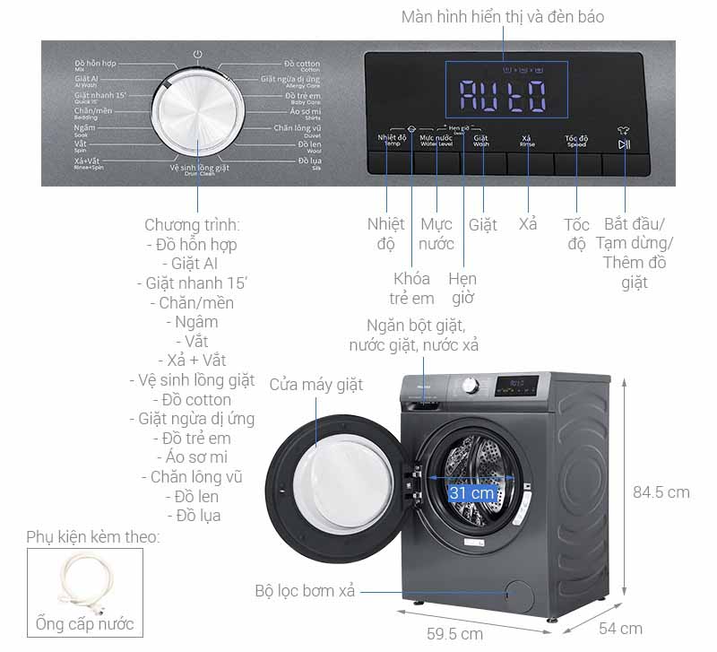 Mô tả thông số máy giặt Hisense WF105N1